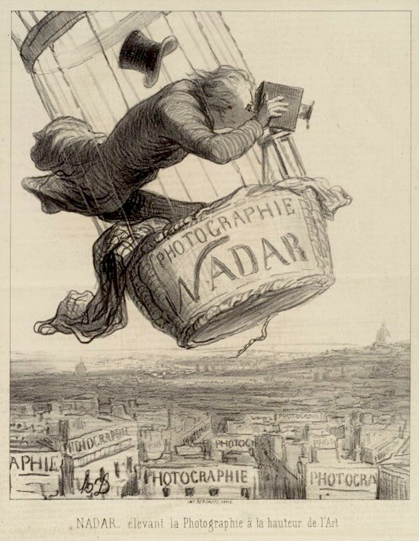 Nadar elevating photography to Art. Published in Le Boulevard, May 25, 1862. By Honoré Daumier. Photo: Brooklyn Museum.