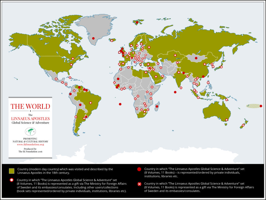 THE WORLD MAP | The book series The Linnaeus Apostles Global Science & Adventure.