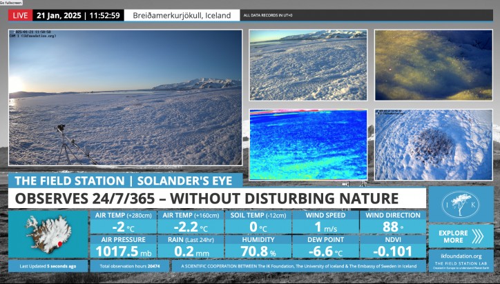 THE FIELD STATION SOLANDER’S EYE | Breiðamerkurjökull | Vatnajøkull | 
It’s truly a stunning day at the Glacier Lagoon in Iceland!
Live Pictures & Data > www.ikfoundation.org/fieldstat…