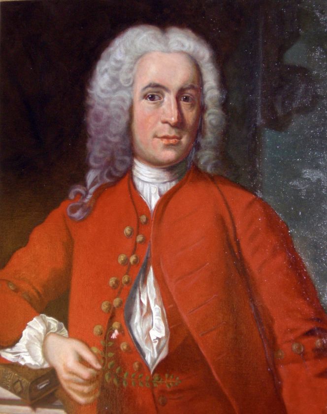 Carl Linnaeus on his wedding portrait in 1739, commissioned ten years before his journey to Skåne and Malmö. Oil on canvas by Johan Henric Scheffel (Wikimedia Commons).