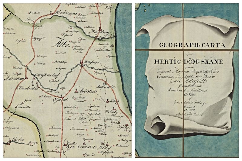 This map section of the eastern district of Skåne province is an interesting contemporary source with the inventory. It registered linen storage of the aristocratic family in one of their manor houses in 1766. The property ‘Christinehof’ was marked in an enlarged font on the map, slightly below the district name ‘Albo’. (Courtesy: Uppsala University Library, Sweden. Alvin-record:98362. Part of map. Public Domain).