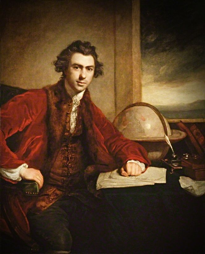Joseph Banks, here portrayed on oil on canvas by Joshua Reynolds (1723-1792), circa 1771-1773, after their three-year global voyage. (Courtesy: National Portrait Gallery, London, NPG 5868. Public Domain).