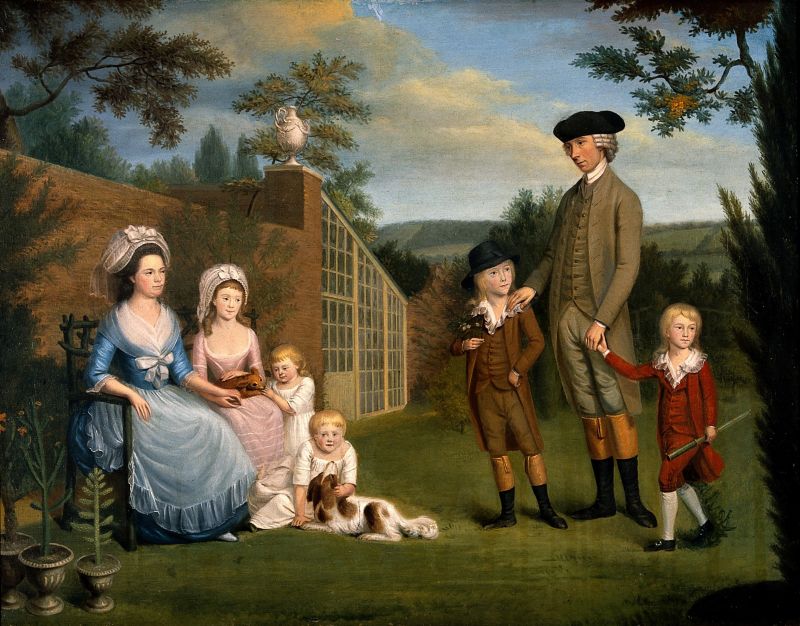 John Coakley Lettsom (1744-1815) was also notable, here with his family in the garden of Grove Hill, Camberwell, circa 1786. (Courtesy: Wellcome Images, No. ICV No 18305. Wikimedia Commons. By an unknown English artist).