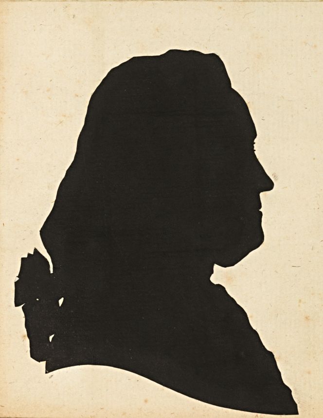 A silhouette cutout depicting Carl Fredrik Piper (1700-1770) in middle age during the 1750s or 1760s. That is to say, it was contemporary with the linen inventory in 1766 when he was the tenant in the tail of the Piper family. The Christinehof manor house was one of at least ten large-sized properties together with the alum works included in this family estate of the tail, founded by his mother, Christina Piper (1673-1752) in 1747. (Courtesy: Uppsala University Library Sweden. Alvin-record: 148582. Public Domain).