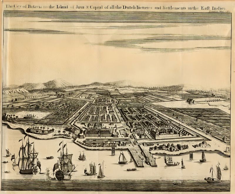 Print of the City of Batavia… [today Jakarta] circa twenty years before Carl Peter Thunberg’s visit, dated 1754. (Courtesy: Uppsala University Library. Alvin-record: 87807. Public Domain).